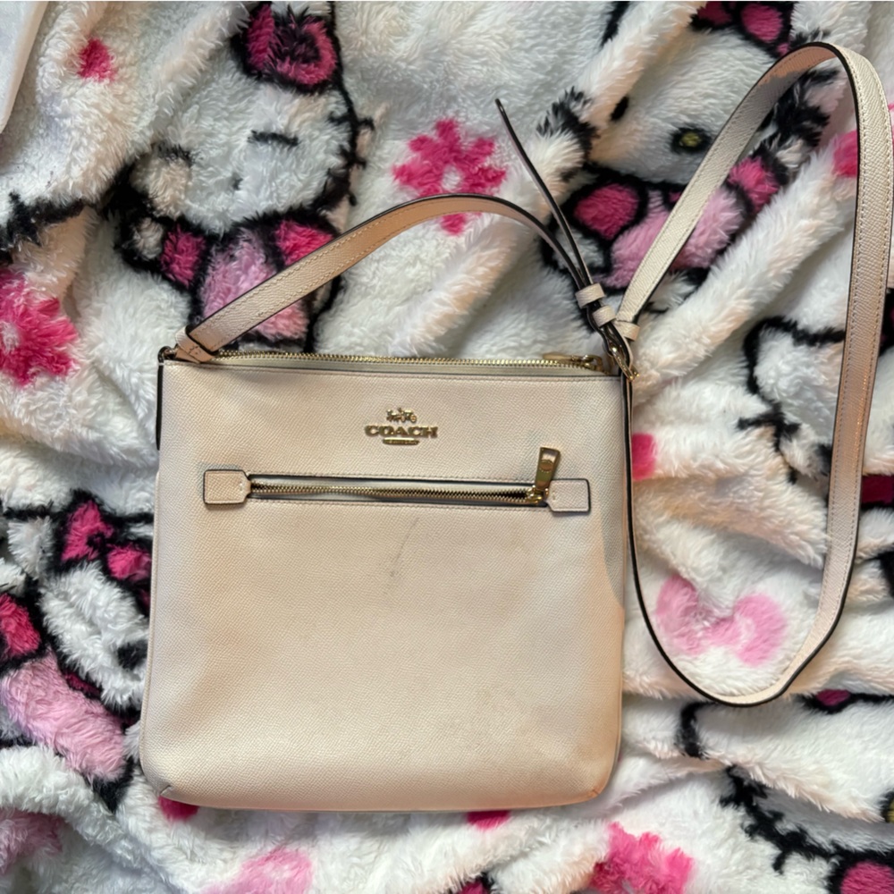 Coach Cream Leather Crossbody Bag with Gold Hardware
